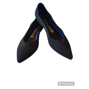 Rothys The Point Womens Pointed Toe Washable Flats, Black, Size 10